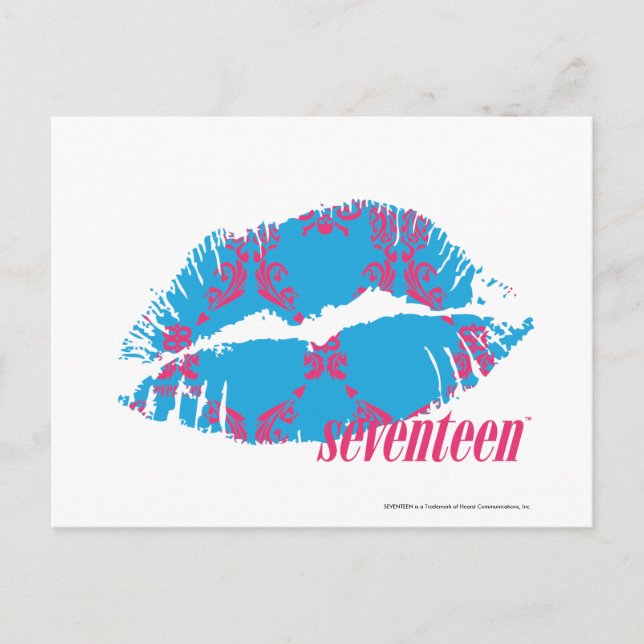 Damask Magenta-Aqua Postcard (Front)