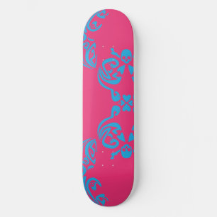 Damask Magenta-Aqua Skateboard