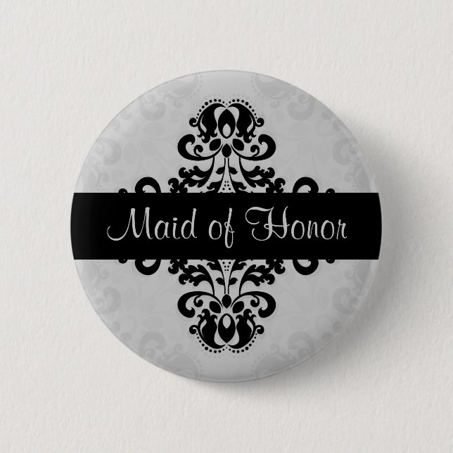 Damask maid of honour 6 cm round badge (Front)