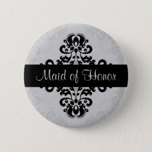 Damask maid of honour 6 cm round badge