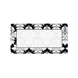 Damask Mailing Labels Black White