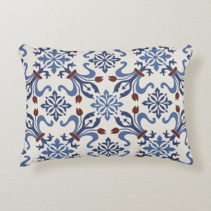 Damask Majolica Pottery Tile Design Decorative Cushion