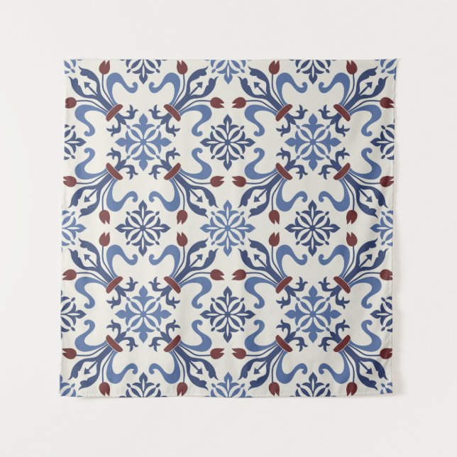 Damask Majolica Pottery Tile Design Tapestry (Front)