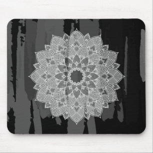 Damask Mandala Abstract Black Watercolor Vintage Mouse Mat