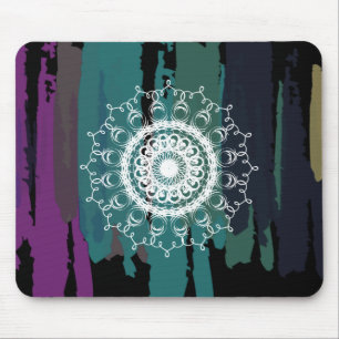 Damask Mandala Abstract Painted Watercolor Vintage Mouse Mat