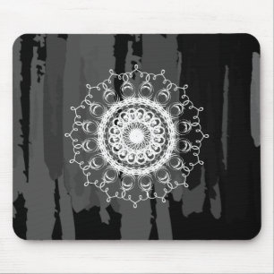 Damask MandalaBlack and White Watercolor Mouse Mat