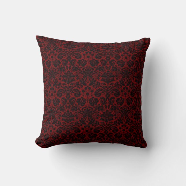 Damask Maroon Black Cushion (Front)