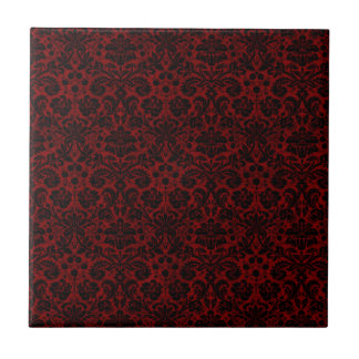 Damask Maroon Black Tile