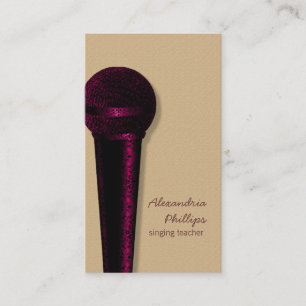Damask Microphone Business Card, Dark Pink Business Card