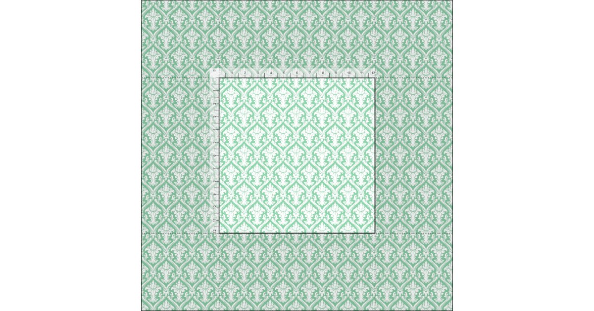 Damask Mint Green Vintage Pattern Fabric Zazzle