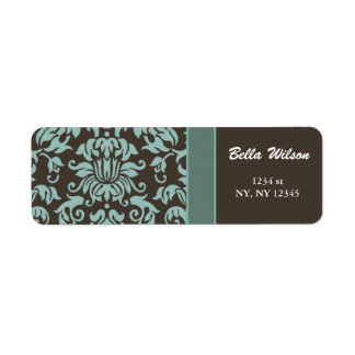 damask mocha address label