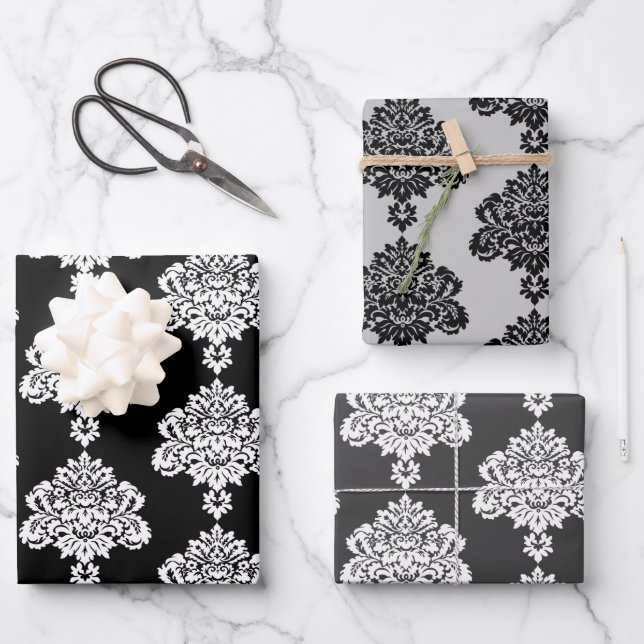 Damask Modern Colour Pattern Wrapping Paper Sheet (Front)