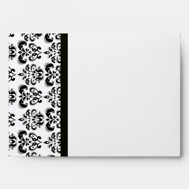 DAMASK  MONOGRAM ,black white blue sapphire Envelopes (Front)