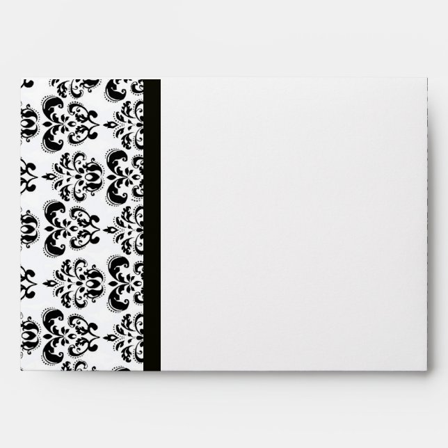 DAMASK  MONOGRAM ,black white grey agate Envelopes (Front)