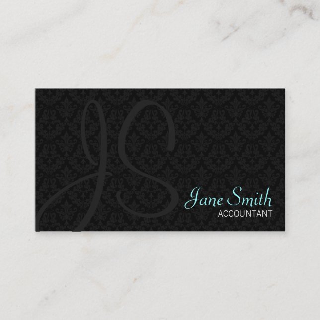 Damask Monogram Business Cards (Front)