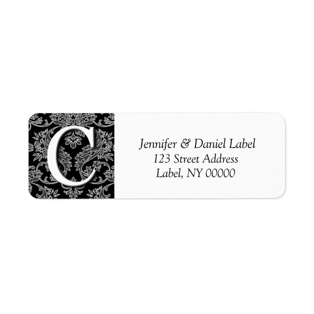 Damask Monogram C Return Address Labels (Front)