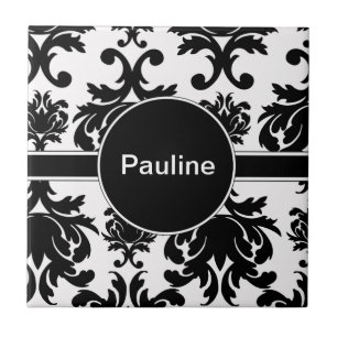 Damask Monogram Ceramic Tile