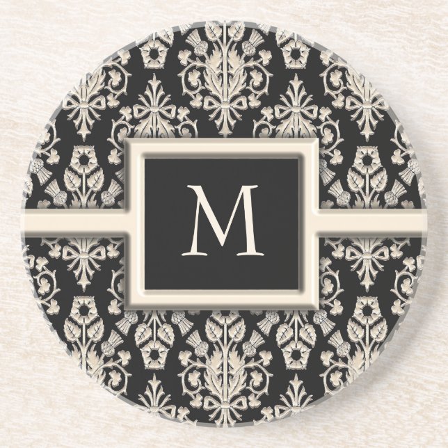 Damask Monogram coasters (Front)