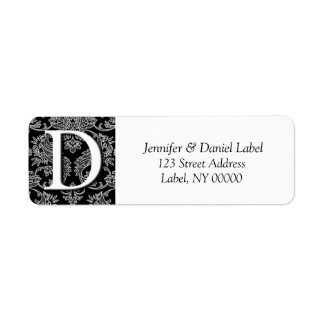 Damask Monogram D Return Address Labels