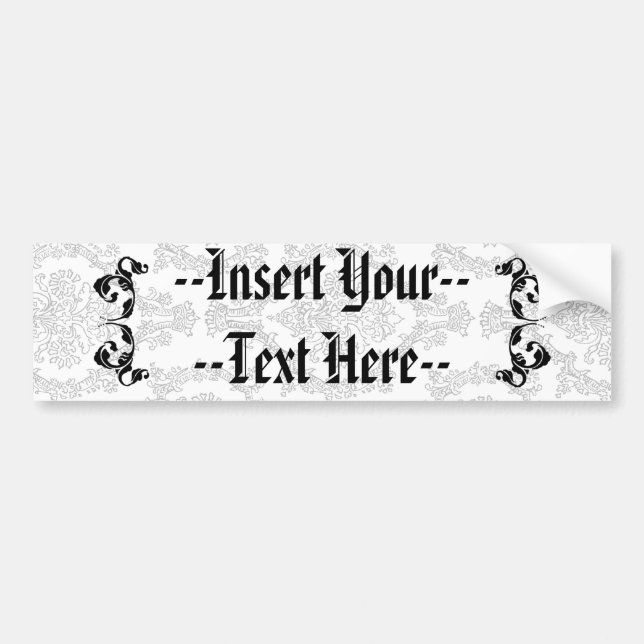 Damask Monogram Design Bumper Sticker (Front)