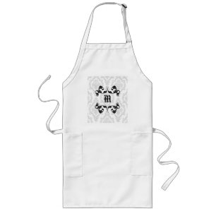Damask Monogram Design Long Apron