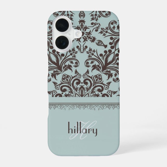 Damask Monogram Floral iPhone 16 Case (Back)