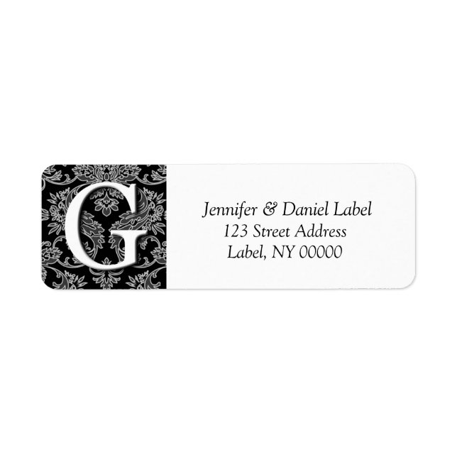 Damask Monogram G Return Address Labels (Front)