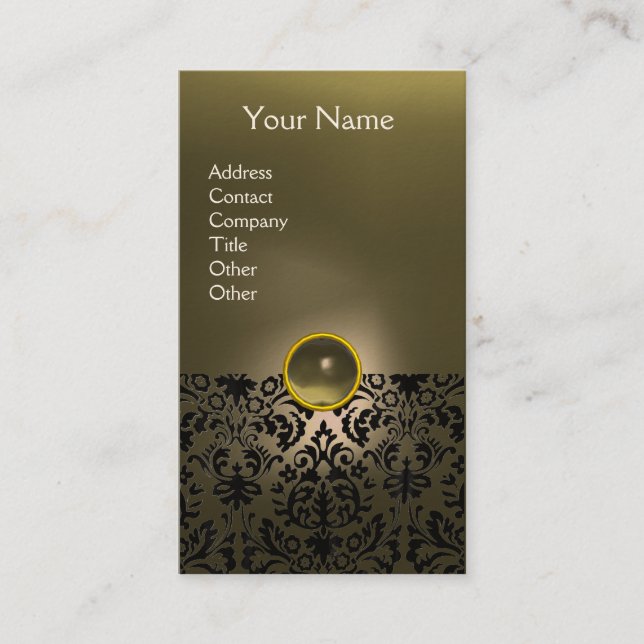 DAMASK MONOGRAM gem agate grey cream Business Card (Front)