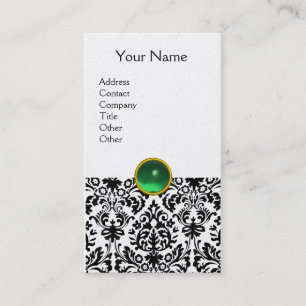 DAMASK MONOGRAM gem green pearl Business Card