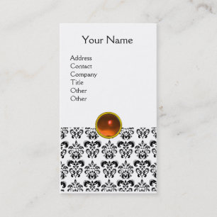 DAMASK MONOGRAM gem orange eggshell Business Card