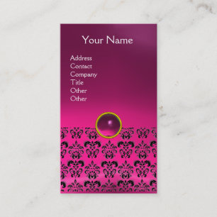 DAMASK MONOGRAM gem pink fuchsia Business Card