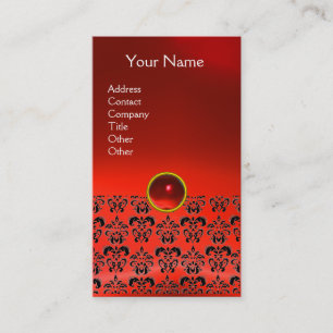 DAMASK MONOGRAM gem red ruby light Business Card