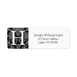 Damask Monogram H Return Address Labels