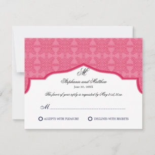 Damask Monogram Honeysuckle RSVP Card