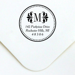Damask Monogram Initial Classic Return Address Self-inking Stamp