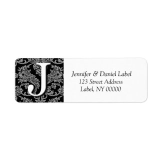 Damask Monogram J Return Address Labels