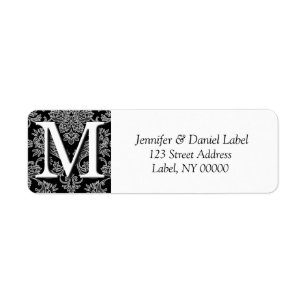 Damask Monogram M Return Address Labels