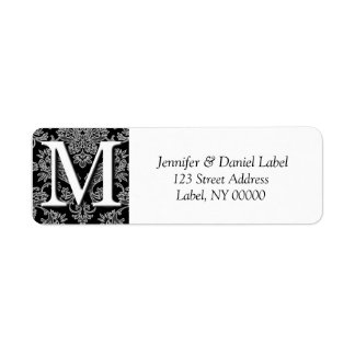 Damask Monogram M Return Address Labels