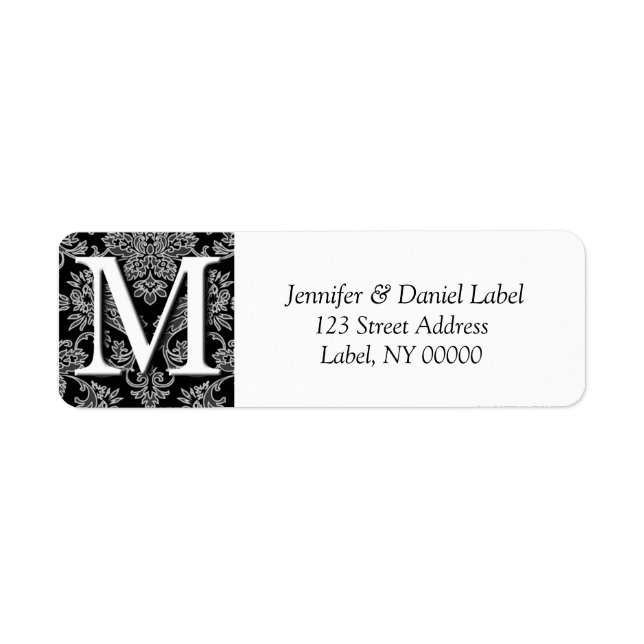 Damask Monogram M Return Address Labels (Front)