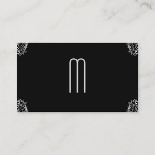 Damask Monogram on Black Business Card