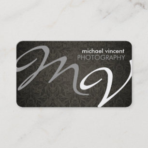 Damask Monogram Photographer Business Card