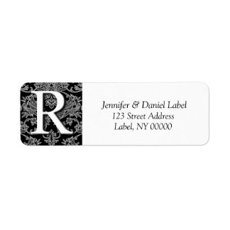 Damask Monogram R Mailing Address Labels