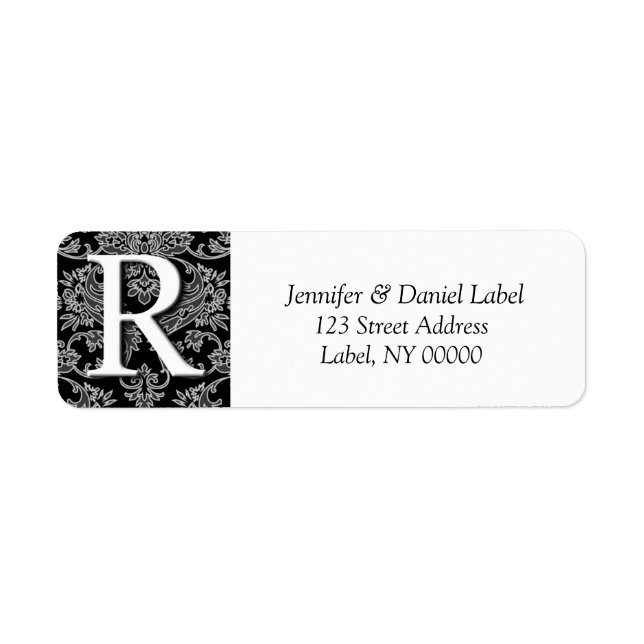 Damask Monogram R Mailing  Address Labels (Front)