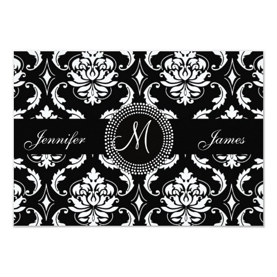 Damask Monogram RSVP Cards for Square Invite