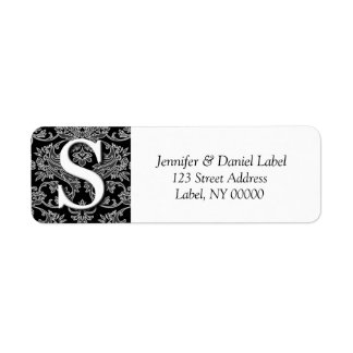 Damask Monogram S Address Labels Printed
