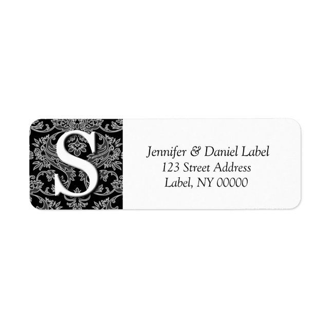 Damask Monogram S  Address Labels Printed (Front)