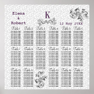Damask Monogram Seating Chart Print