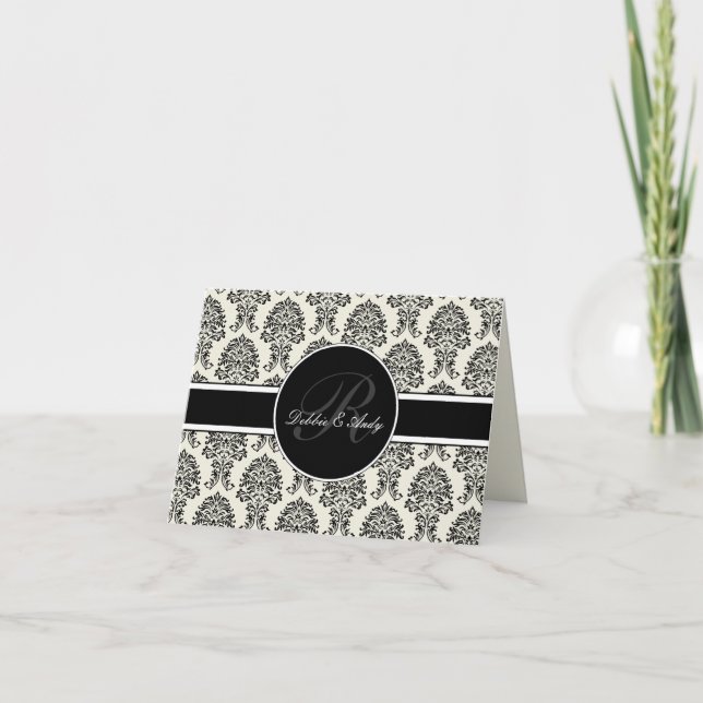 Damask Monogram Wedding Cards (Front)