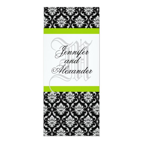 Damask Monogram Wedding Invitation Green