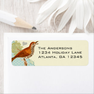 Damask Musical Vintage Bird Return Address